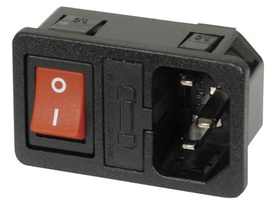 GENERIC/COMPONENT SUPPLIER IEC FUSE CHASSIS MALE POWER PLUG WITH DPST SWITCH