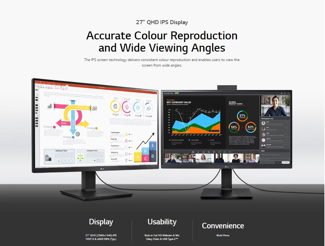 LG 27-INCH QHD IPS MONITOR FOR CRISP VISUALS