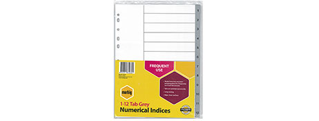 MARBIG A4 GREY POLYPROPYLENE INDEX DIVIDERS FOR FILING