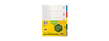 MARBIG A4 MULTI-COLOUR INDEX DIVIDERS FOR EASY FILING