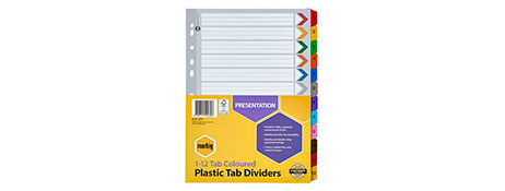 MARBIG A4 MULTI-COLOUR INDEX DIVIDERS FOR EASY FILING