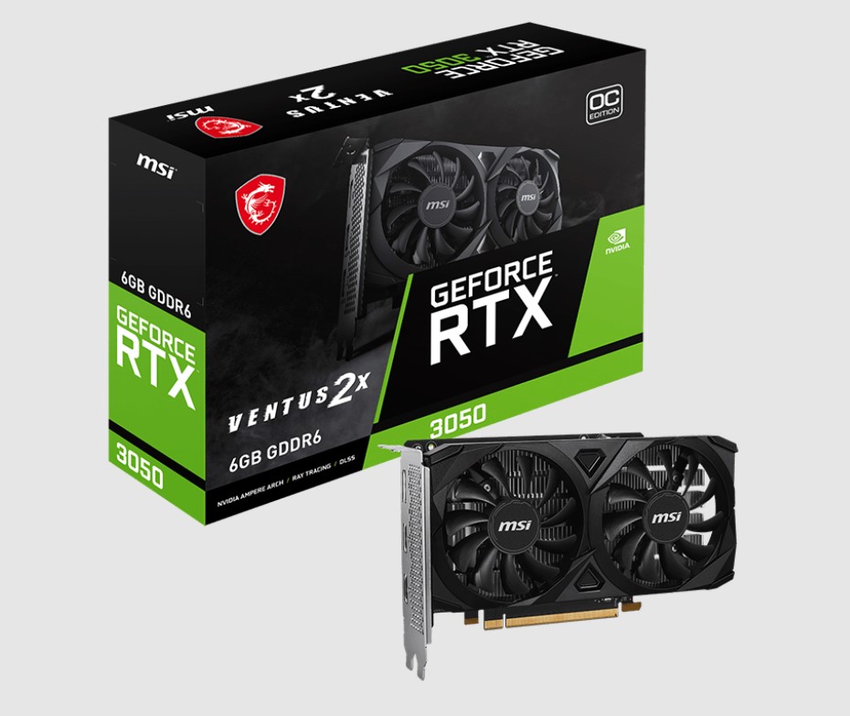 MSI RTX 3050 VENTUS 2X E 6G OC GRAPHICS CARD FOR GAMING
