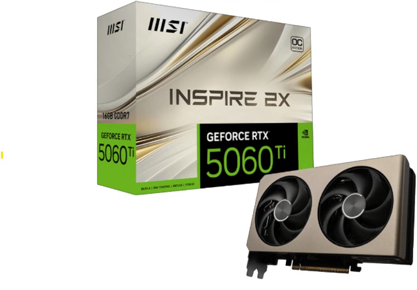 MSI GEFORCE RTX 5060 TI 16G INSPIRE 2X OC GRAPHICS CARD
