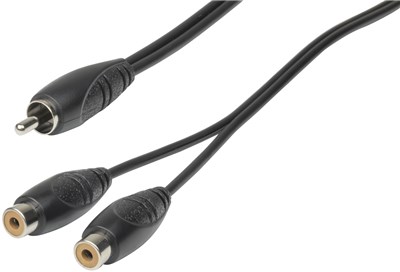 RCA SPLITTER CABLE PLUG TO 2 SOCKETS AUDIO LEAD 300MM
