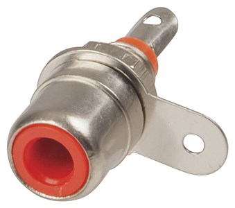 UNSPECIFIED MANUFACTURER RCA NICKEL PLATED CHASSIS SOCKET - RED AUDIO CONNECTOR