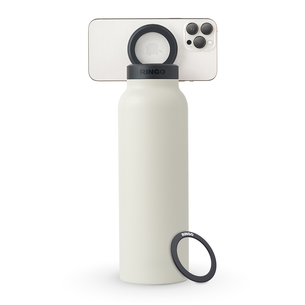 RINGO 950ML WATER BOTTLE WITH MAGNETIC PHONE MOUNT - IVORY