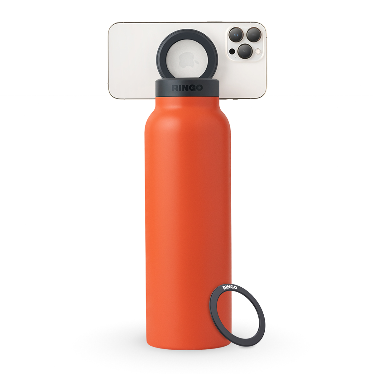 RINGO 950ML WATER BOTTLE WITH MAGNETIC PHONE MOUNT - ORANGE