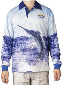 RTM LONG SLEEVE MARLIN SUBLIMATED FISHING POLO SHIRT