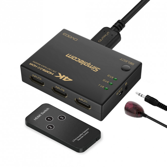 SIMPLECOM CM303 3-PORT HDMI SWITCH WITH REMOTE - GERALDTON STOCK