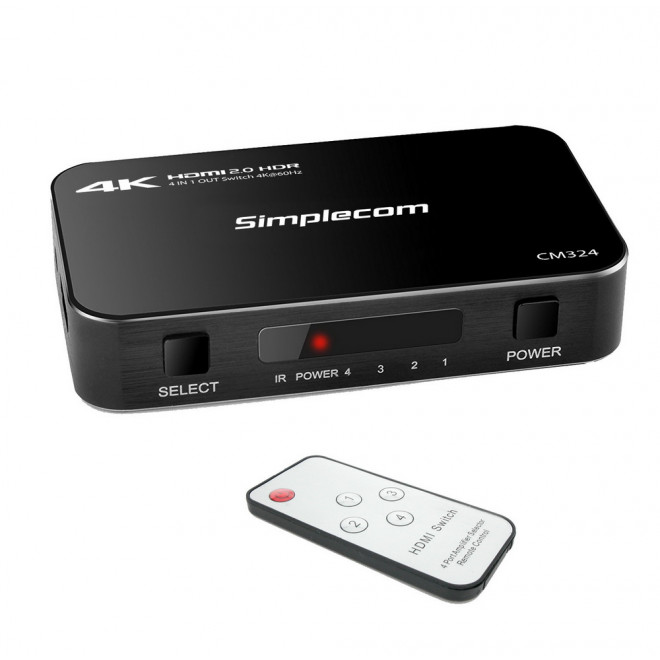 SIMPLECOM CM324 3-PORT HDMI SWITCH WITH REMOTE - GERALDTON STOCK