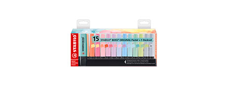 STABILO BOSS ORIGINAL PASTEL HIGHLIGHTER DESK SET (15 PACK)