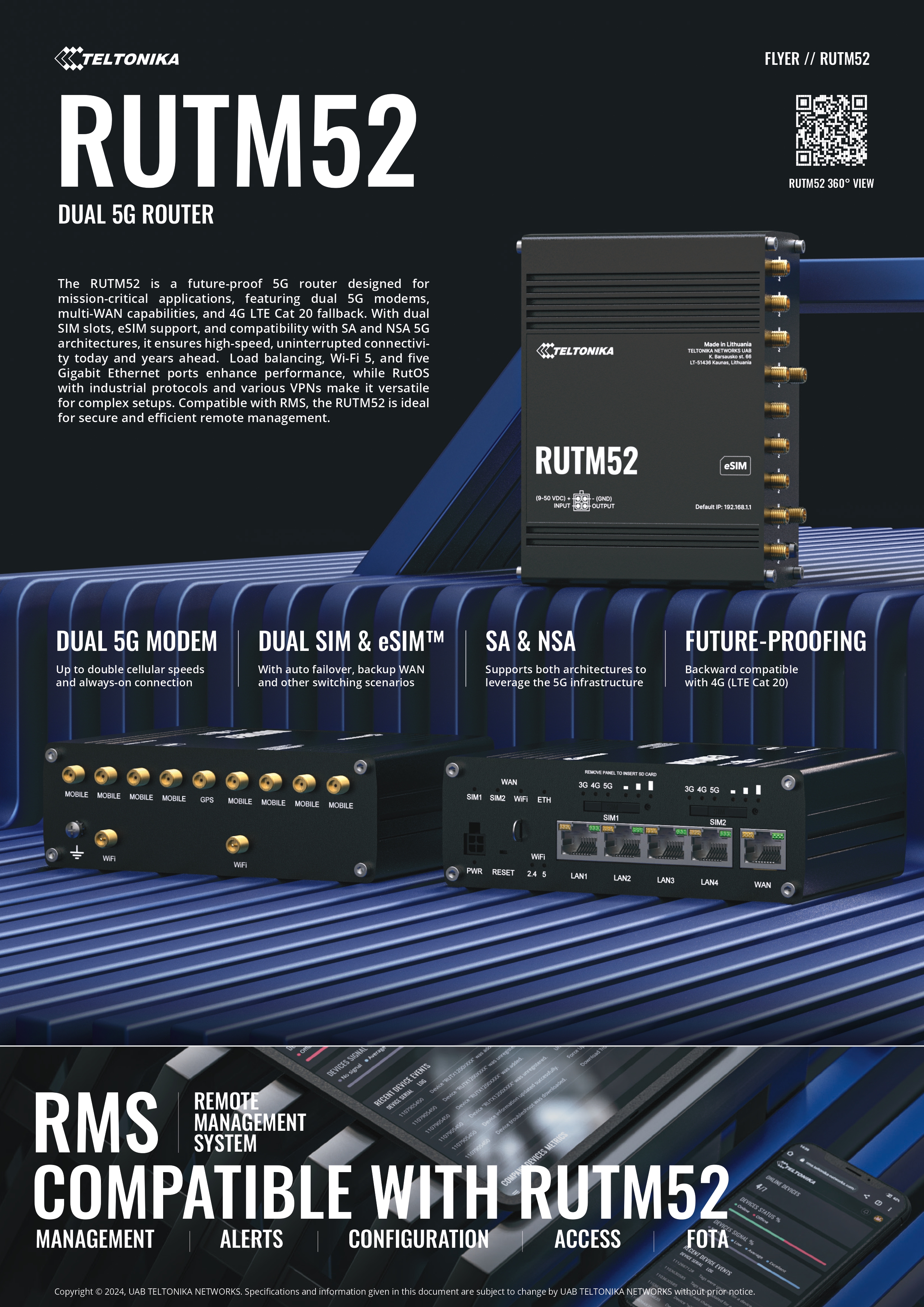 TELTONIKA RUTM520 5G/LTE MOBILE ROUTER FOR RELIABLE CONNECTIVITY