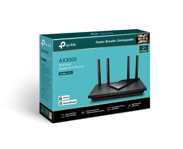 TP-LINK ARCHER AX55 AX3000 WI-FI 6 ROUTER FOR FAST HOME INTERNET