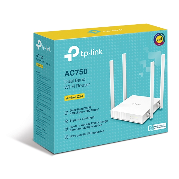 TP-LINK ARCHER C24 AC1200 DUAL-BAND WI-FI ROUTER FOR FAST INTERNET