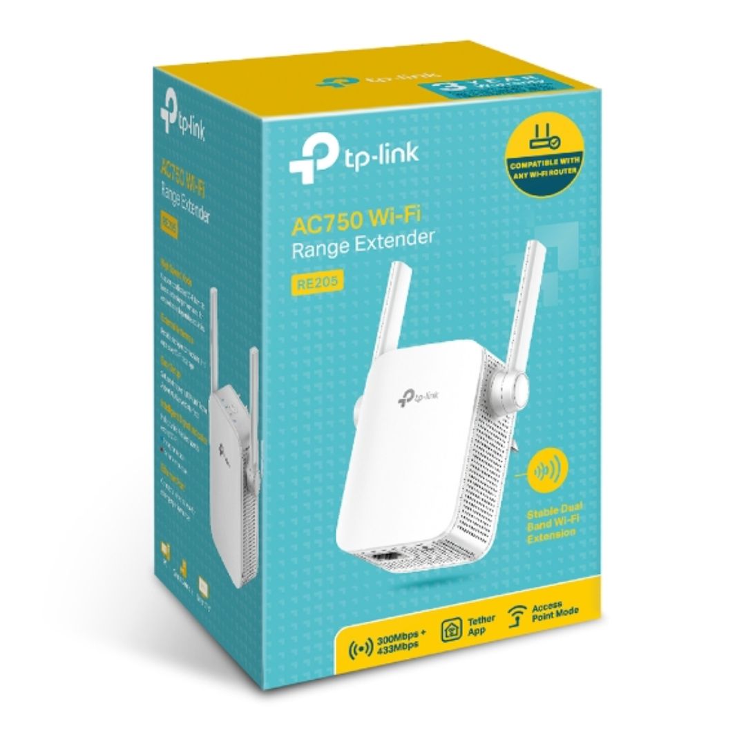 TP-LINK RE205 WI-FI RANGE EXTENDER FOR BETTER COVERAGE