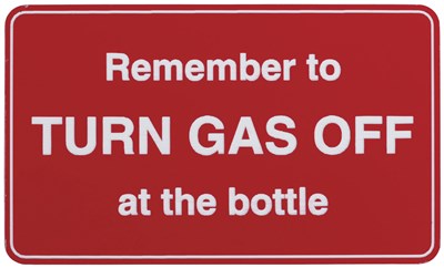 GENERIC SAFETY LABEL TURN OFF GAS SAFETY SIGN 100X60MM - CABINET & BULKHEAD MARKER