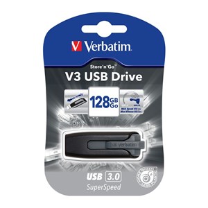 VERBATIM 128GB USB 3.0 FLASH DRIVE WITH SLIDE & LOCK
