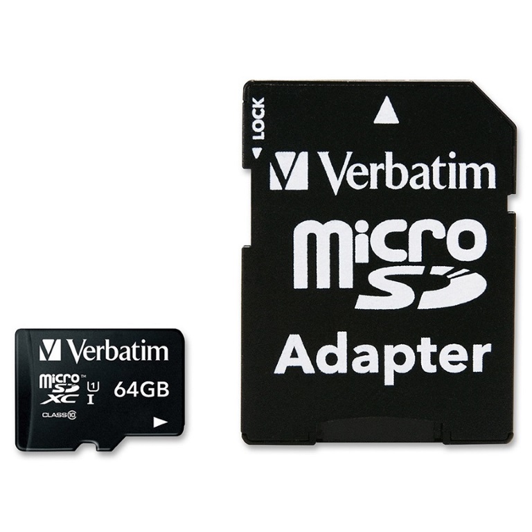 VERBATIM 64GB MICROSDXC CARD WITH ADAPTER - FAST STORAGE