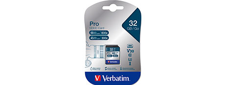 VERBATIM PRO SD CARD 32GB V30 FOR 4K VIDEO & PHOTO