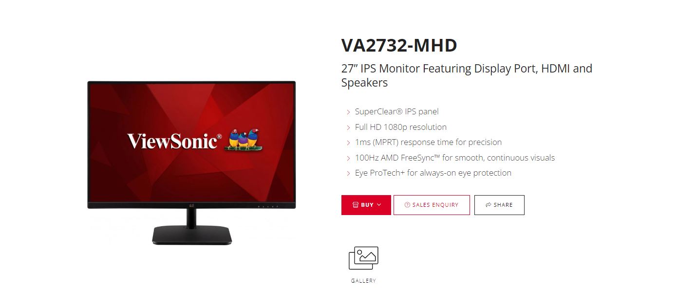 VIEWSONIC 27" 1080P MONITOR FOR HOME & OFFICE PRODUCTIVITY
