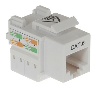 UNSPECIFIED MANUFACTURER WHITE RJ45 CAT 6 KEYSTONE SOCKET FOR CUSTOM NETWORK PLATES
