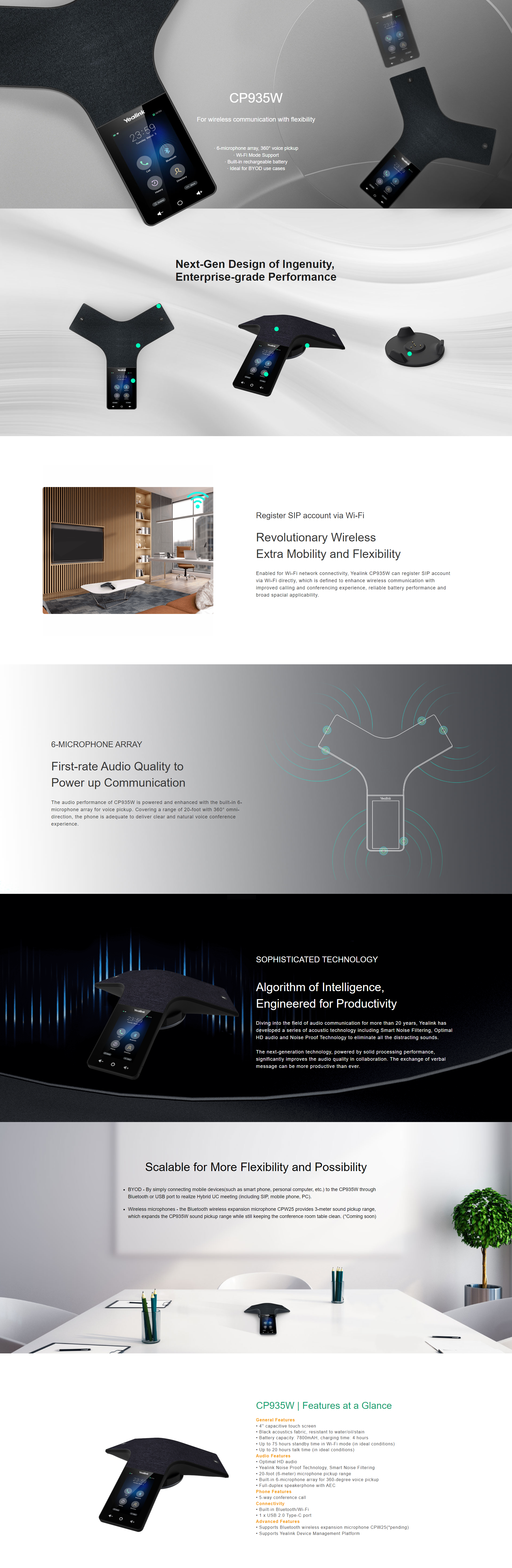 YEALINK CP935W CONFERENCE PHONE FOR CRYSTAL CLEAR CALLS