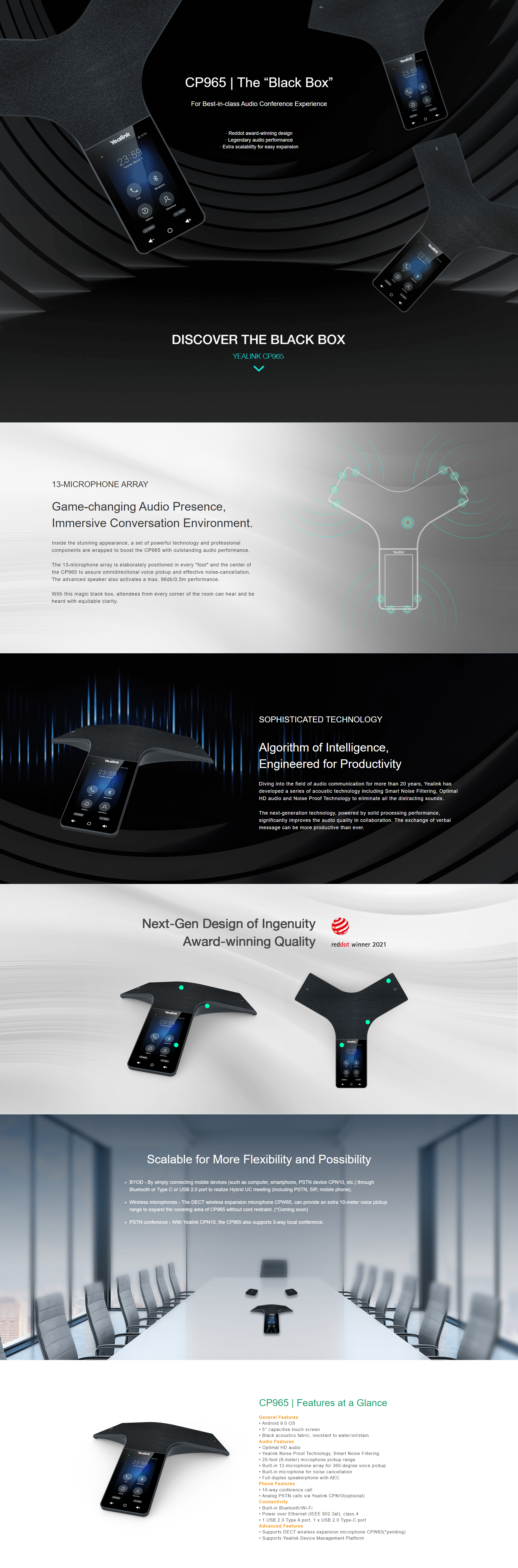 YEALINK CP965 TOUCH IP CONFERENCE PHONE FOR CLEAR CALLS