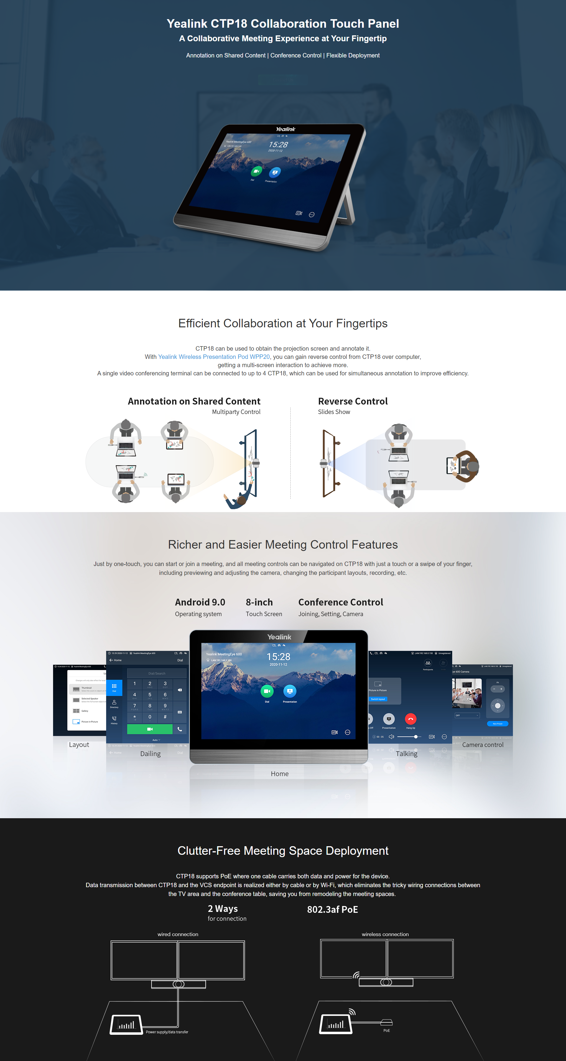 YEALINK CTP18 TOUCH PANEL FOR CONFERENCE SYSTEMS