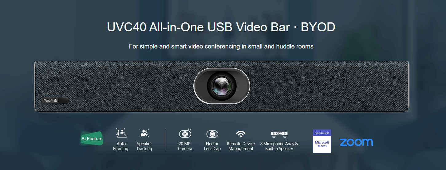 YEALINK UVC40 ALL-IN-ONE VIDEO CONFERENCING BAR