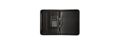 UNKNOWN MANUFACTURER ZIPPERED BUSINESS COMPENDIUM WITH 2-RING BINDER